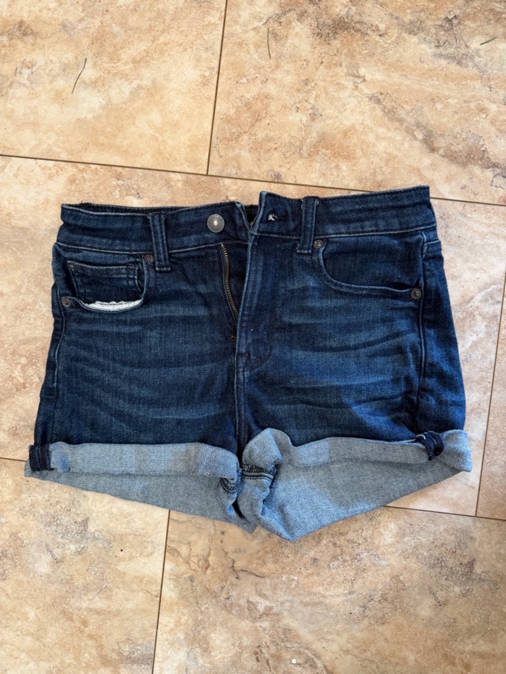 American Eagle Outfitters Dark Indigo Rolled Cuff Denim Shorts